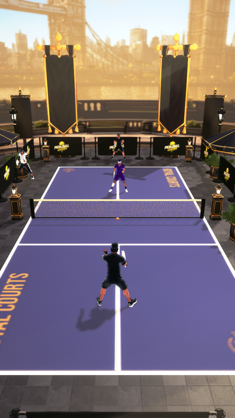 Pickleball Legends gameplay on a purple court